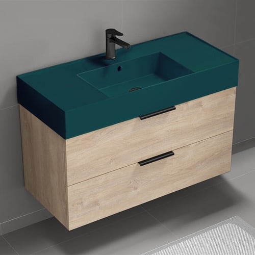 Floating Bathroom Vanity, Modern, 40 Inch, Green Ceramic Sink Nameeks DERIN320